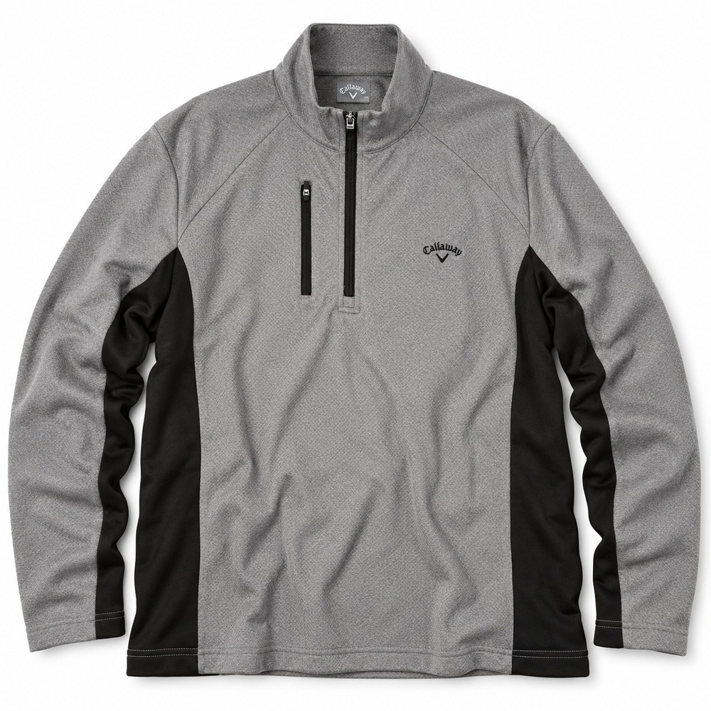 Callaway Quarter Zip Pullover Mens XL Gray Black Long Sleeve Golf Shirt Pocket